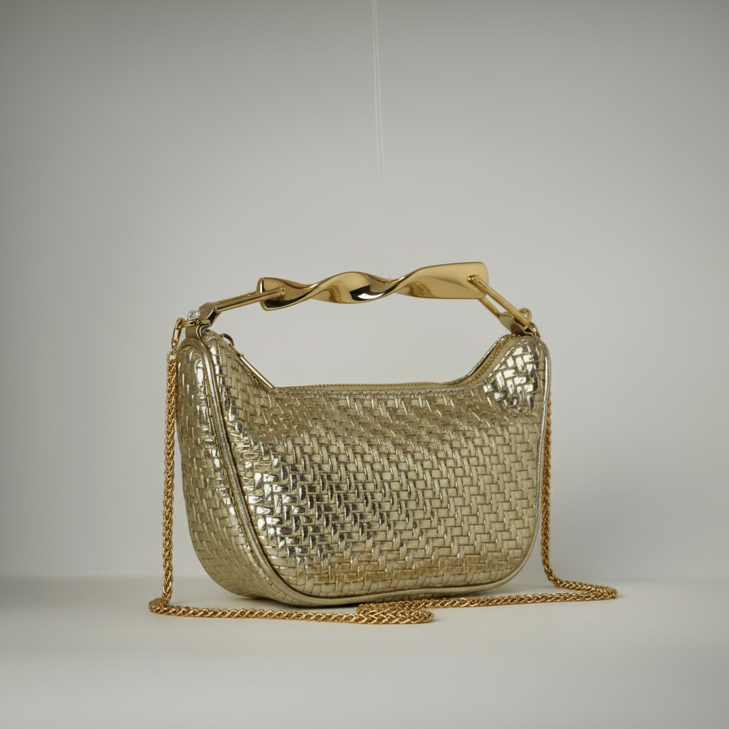 Bolso de mano con efecto piel trenzada en material sintético