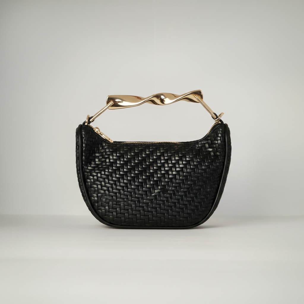 Bolso de mano con efecto piel trenzada en material sintético