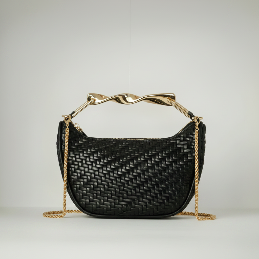 Bolso de mano con efecto piel trenzada en material sintético
