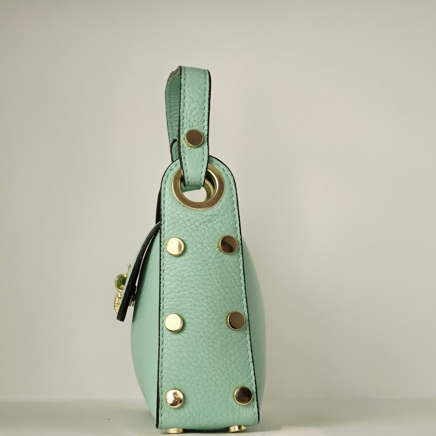 Bolso "Mini Bee" de mano en piel turquesa