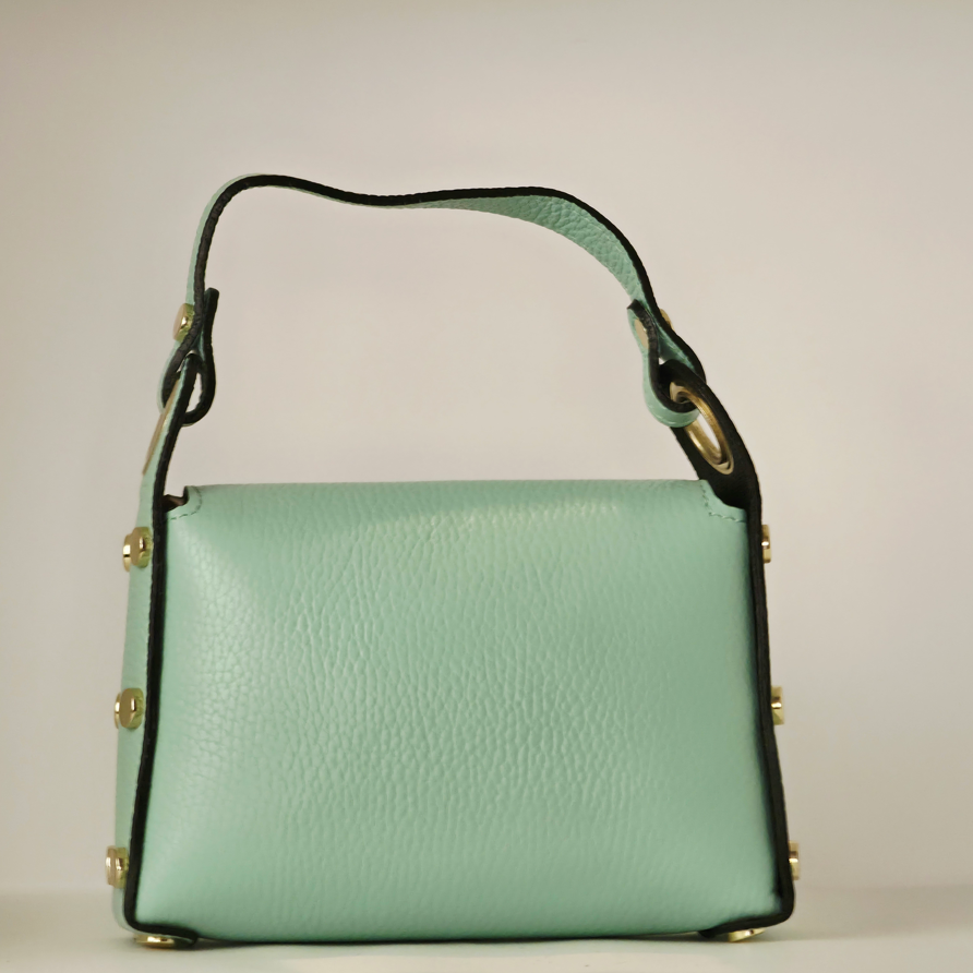 Bolso "Mini Bee" de mano en piel turquesa